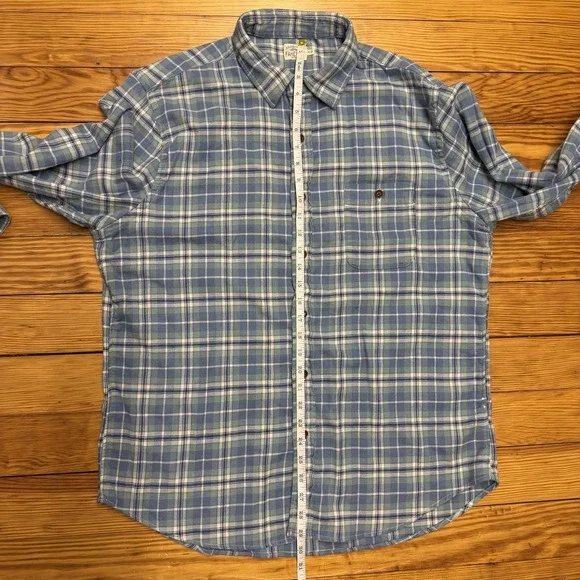 Faherty Shirt Men XL Blue Green Plaid Organic Cotton Flannel Button Summer Blend - Picture 9 of 10